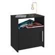 Nightstand 1 Door Cabinet Metal Handle 1 Shelf Black Engineered wood