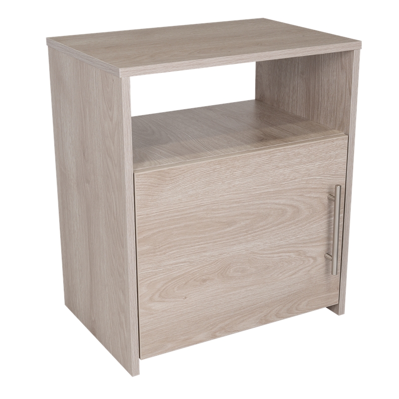 Nightstand Single Door Cabinet 1 Shelf Superior Top Light Gray Engineered wood