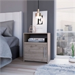 Nightstand Single Door Cabinet 1 Shelf Superior Top Light Gray Engineered wood