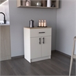 Pantry Cabinet  1 Drawer 2 Interior Shelves 2 Doors Ivory Engineered Wood