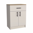 Pantry Cabinet  1 Drawer 2 Interior Shelves 2 Doors Ivory Engineered Wood