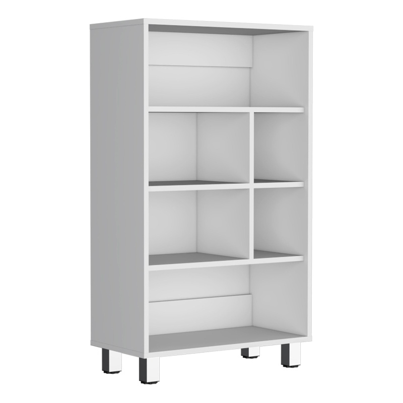 Akiak Bookcase 6 shelves 4 legs White Engineered Wood
