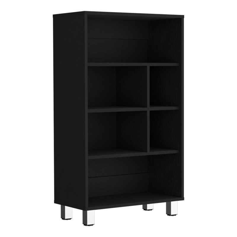 Akiak Bookcase 6 shelves 4 legs Black Wengue Engineered Wood