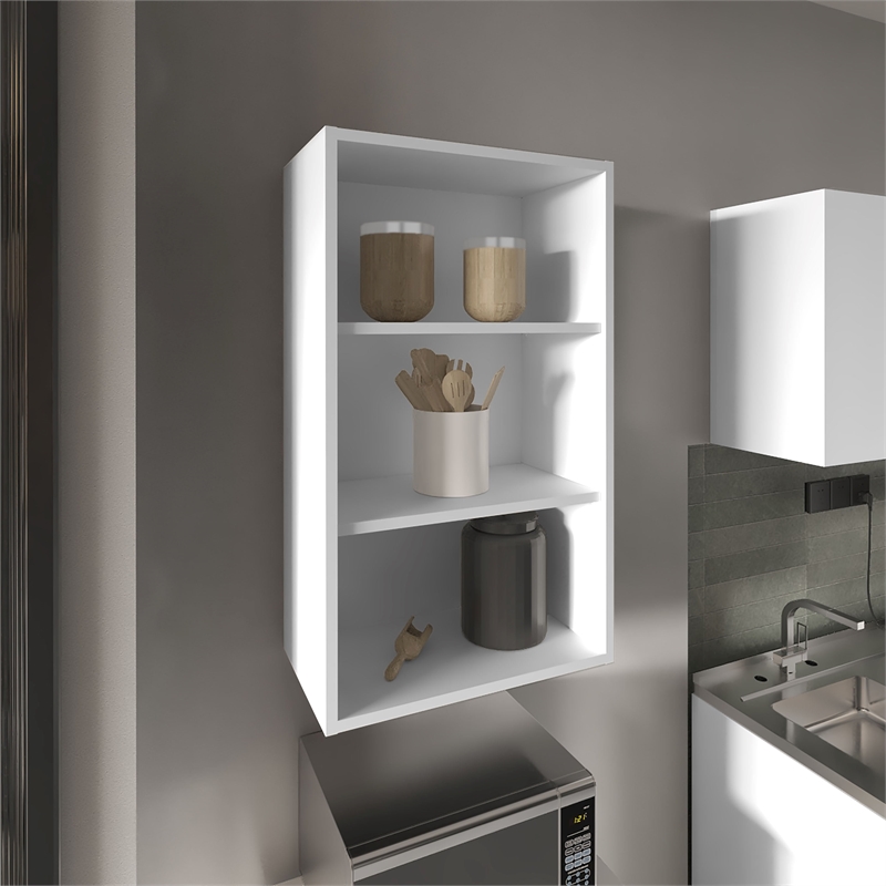 Kaltag Wall Cabinet 3 shelves White Engineered Wood