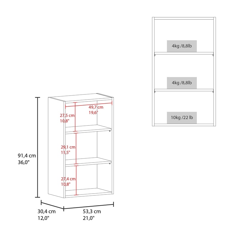 Kaltag Wall Cabinet 3 shelves Black Wengue Engineered Wood