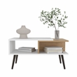 Depot E-Shop Drexel Coffee Table 2 Shelves 4 legs White Natural Oak Wooden