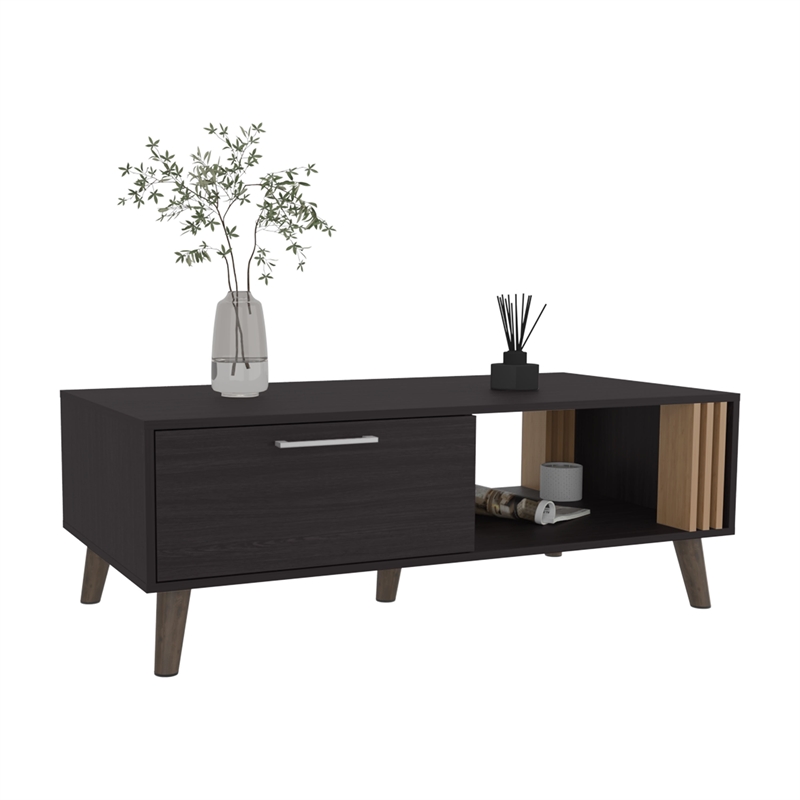 Lenoir Coffee Table 1 Door 1 Shelf Black Wengue Engineered Wood