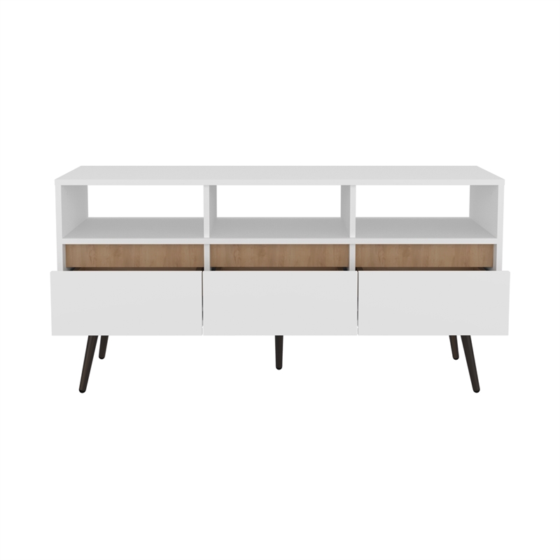 Barrow TV Stand 3 Drawers 3 Shelves White Engineered Wood