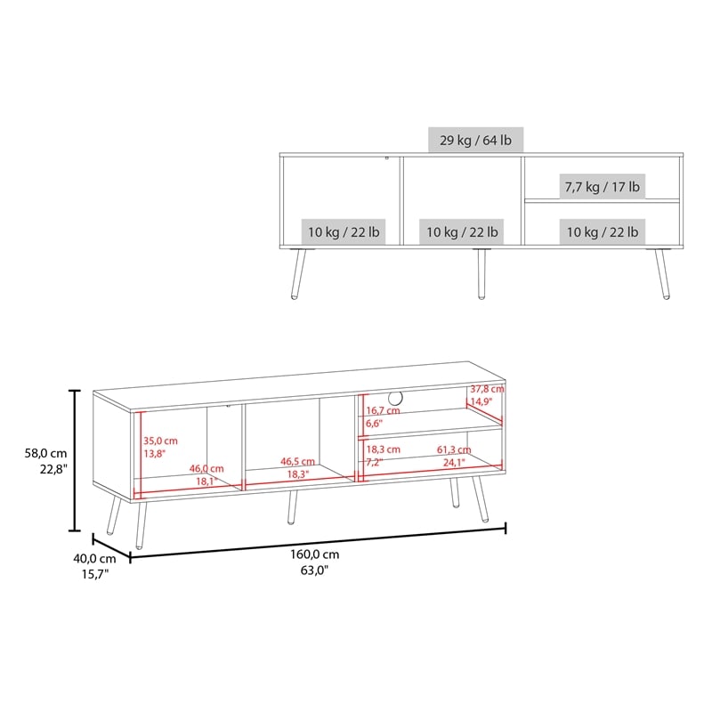 Ekwok TV Stand 1 Door 3 Shelves White Engineered Wood