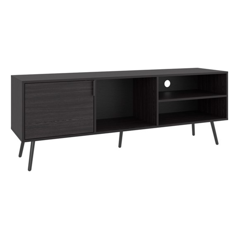Ekwok TV Stand 1 Door3 Shelves Black Wengue Engineered Wood