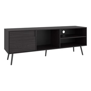Ekwok TV Stand 1 Door3 Shelves Black Wengue Engineered Wood