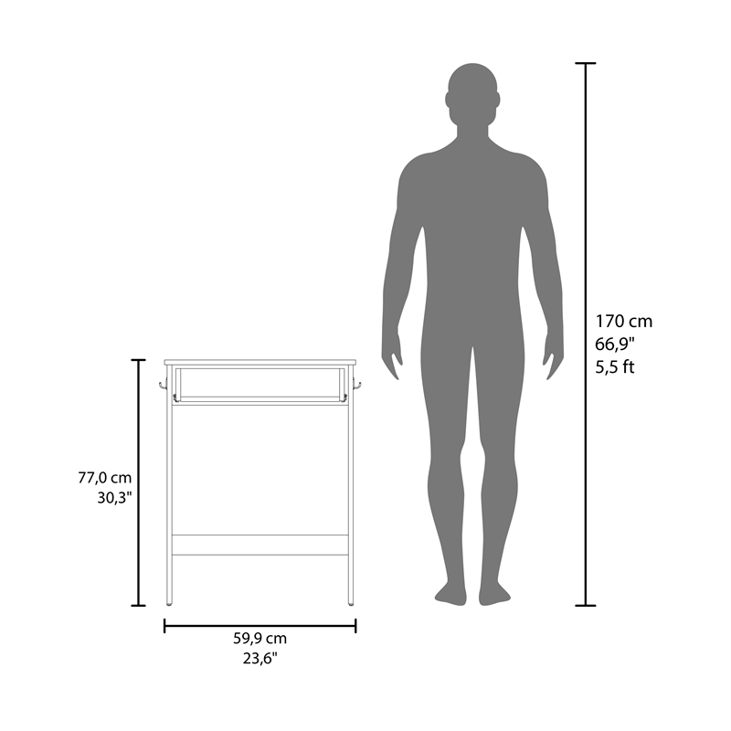 Yaak Desk 1 Drawer 4 Legs Light Oak Engineered Wood