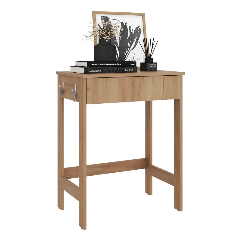 Yaak Desk 1 Drawer 4 Legs Light Oak Engineered Wood