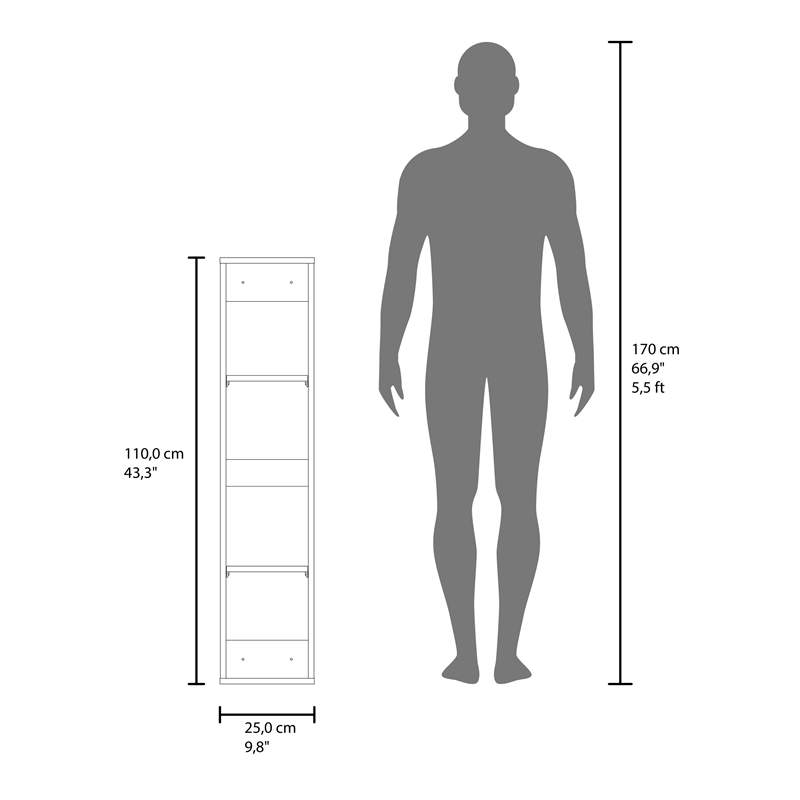 Burgaw Bathroom Cabinet 2 Doors 4 Shelves White Gray Oak Engineered Wood