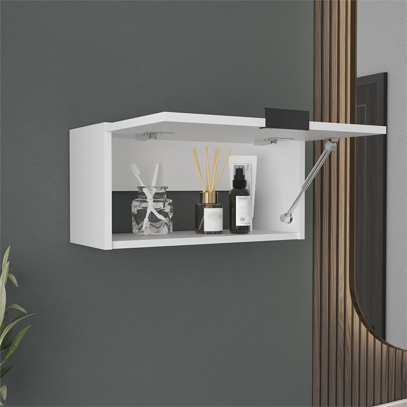 Caroleen Wall Cabinet 1 door 1 Shelf White Engineered Wood