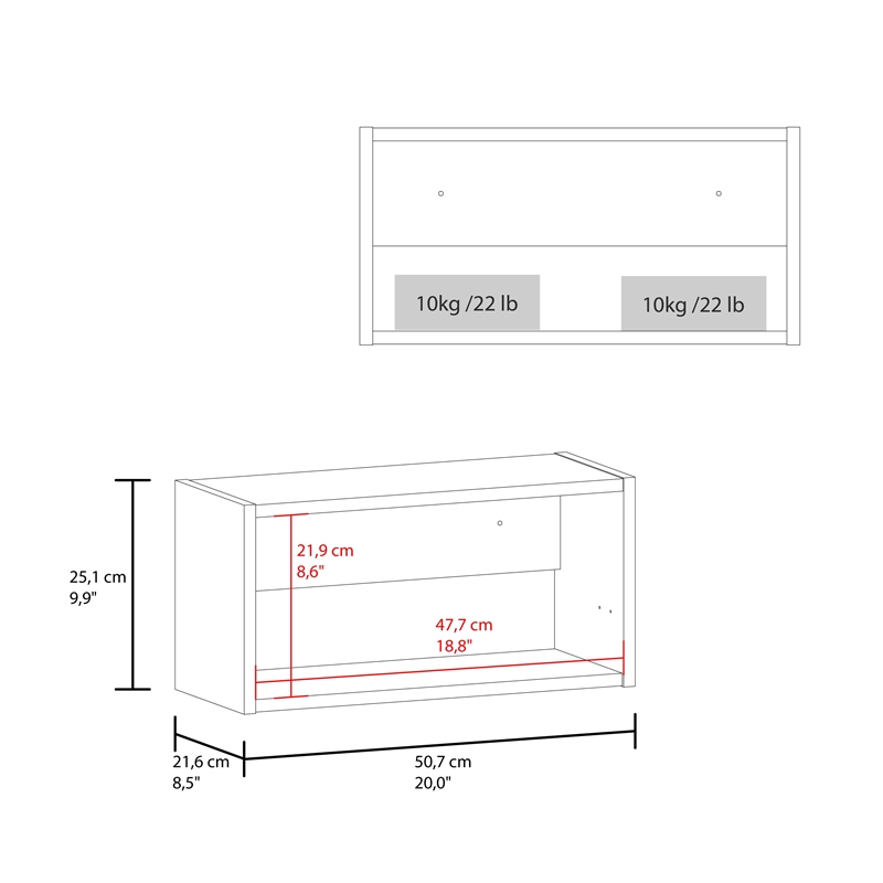 Caroleen Wall Cabinet 1 door 1 Shelf White Engineered Wood