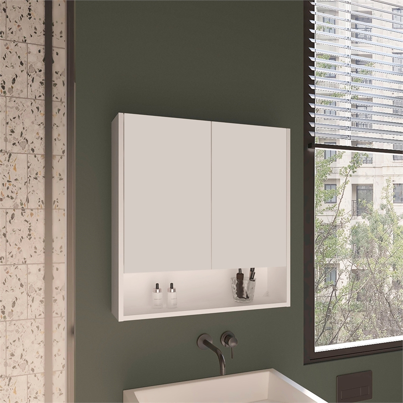 Susitna Medicine Cabinet 2 Doors 4 Shelves White Engineered Wood