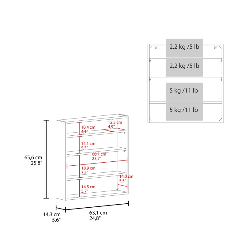 Susitna Medicine Cabinet 2 Doors 4 Shelves White Engineered Wood