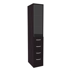 Magna Linen Cabinet Three Shelves Four Drawers Black Wengue Engineered Wood
