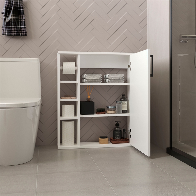Clayton Medicine Cabinet 1 Door 7 Shelves White Engineered Wood