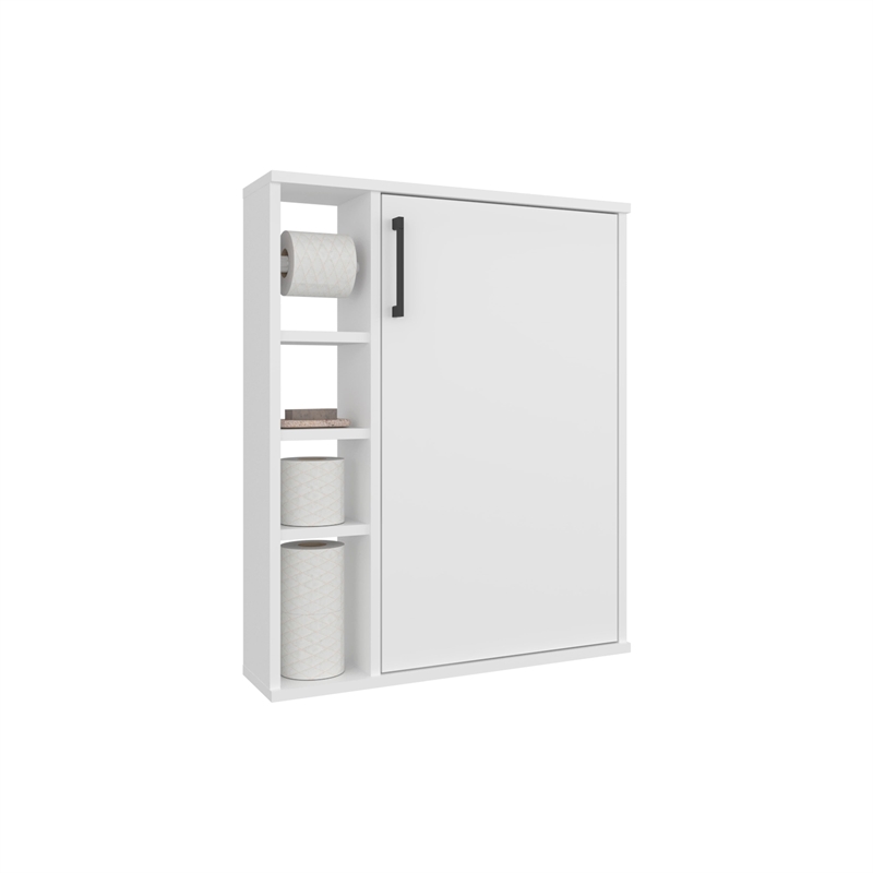 Clayton Medicine Cabinet 1 Door 7 Shelves White Engineered Wood