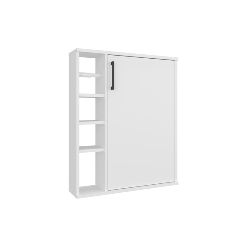 Clayton Medicine Cabinet 1 Door 7 Shelves White Engineered Wood