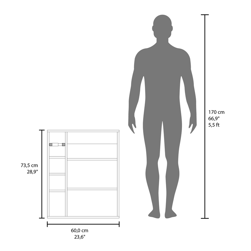 Clayton Medicine Cabinet 1 Door 7 Shelves White Engineered Wood