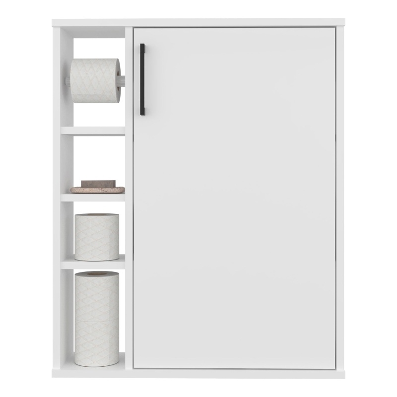 Clayton Medicine Cabinet 1 Door 7 Shelves White Engineered Wood