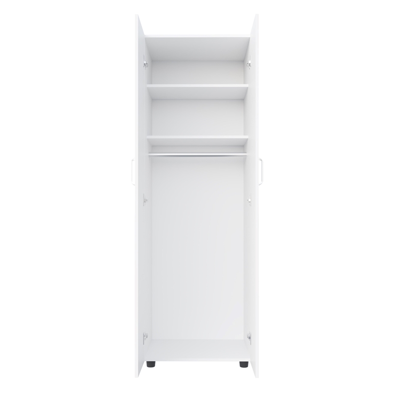 London Armoire Two Shelves Rod Double Door White Engineered Wood