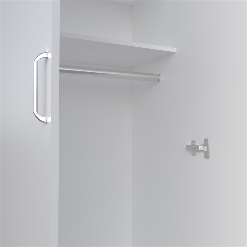 London Armoire Two Shelves Rod Double Door White Engineered Wood