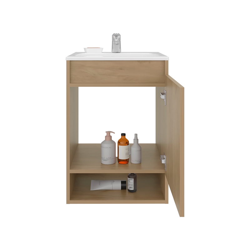 Elsie Bathroom Vanity 1 Door 2 Shelves Light Oak Engineered Wood