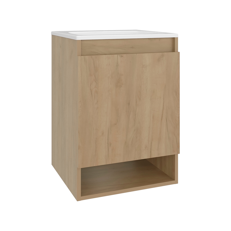 Elsie Bathroom Vanity 1 Door 2 Shelves Light Oak Engineered Wood