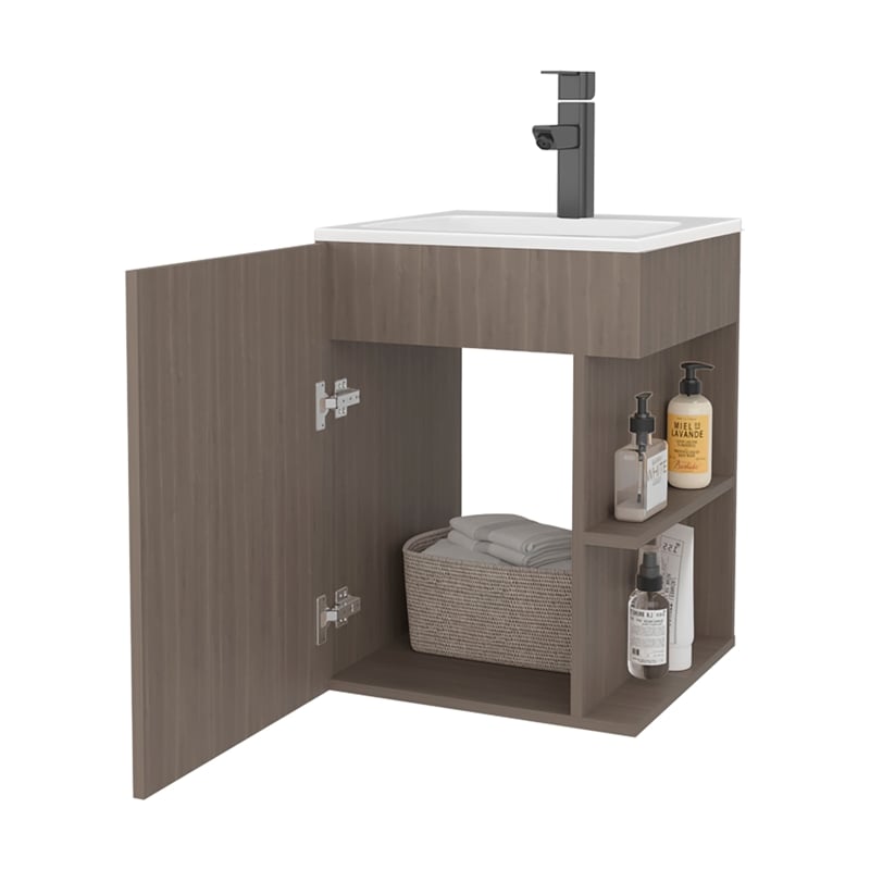 Froid Bathroom Vanity 1 Door 3 shelves Smokey Oak Engineered Wood