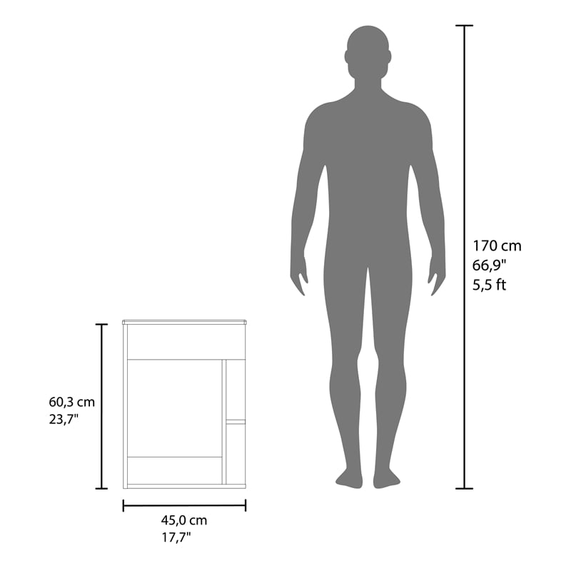 Froid Bathroom Vanity 1 Door 3 shelves Smokey Oak Engineered Wood