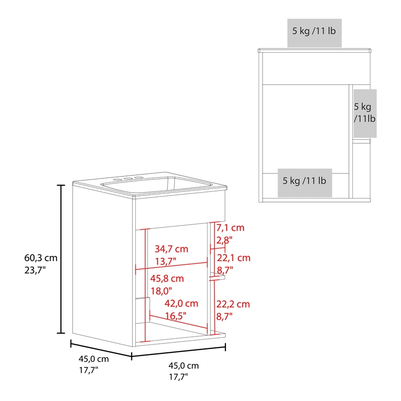 Froid Bathroom Vanity 1 Door 3 shelves Smokey Oak Engineered Wood