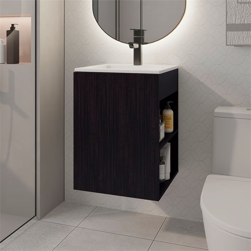 Froid Bathroom Vanity 1 Door 3 shelves Black Wengue Engineered Wood