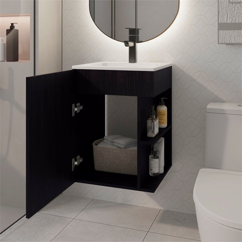 Froid Bathroom Vanity 1 Door 3 shelves Black Wengue Engineered Wood