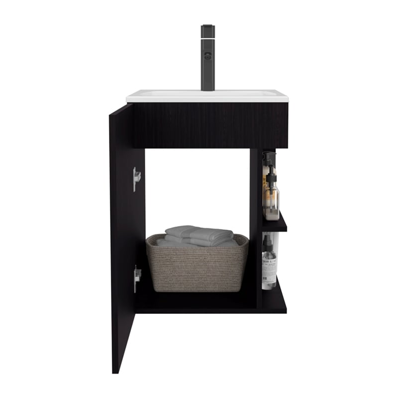 Froid Bathroom Vanity 1 Door 3 shelves Black Wengue Engineered Wood