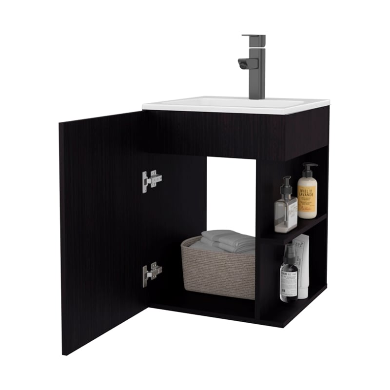 Froid Bathroom Vanity 1 Door 3 shelves Black Wengue Engineered Wood