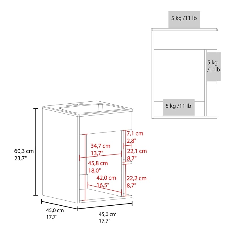 Froid Bathroom Vanity 1 Door 3 shelves Black Wengue Engineered Wood