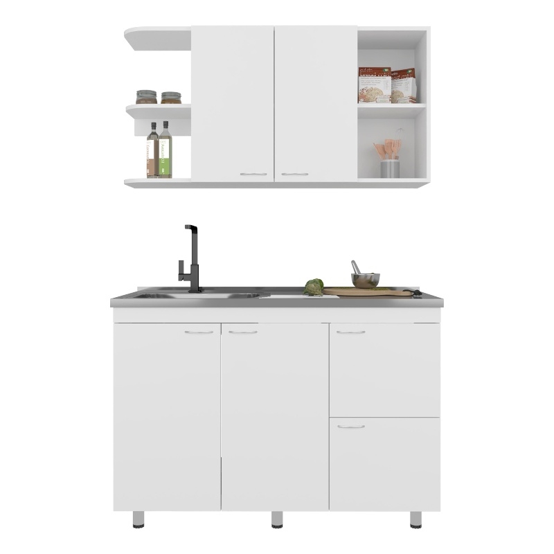 Byron Kitchen Cabinet Set 6 Doors 9 Shelves White Engineered Wood
