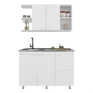 Byron Kitchen Cabinet Set 6 Doors 9 Shelves White Engineered Wood