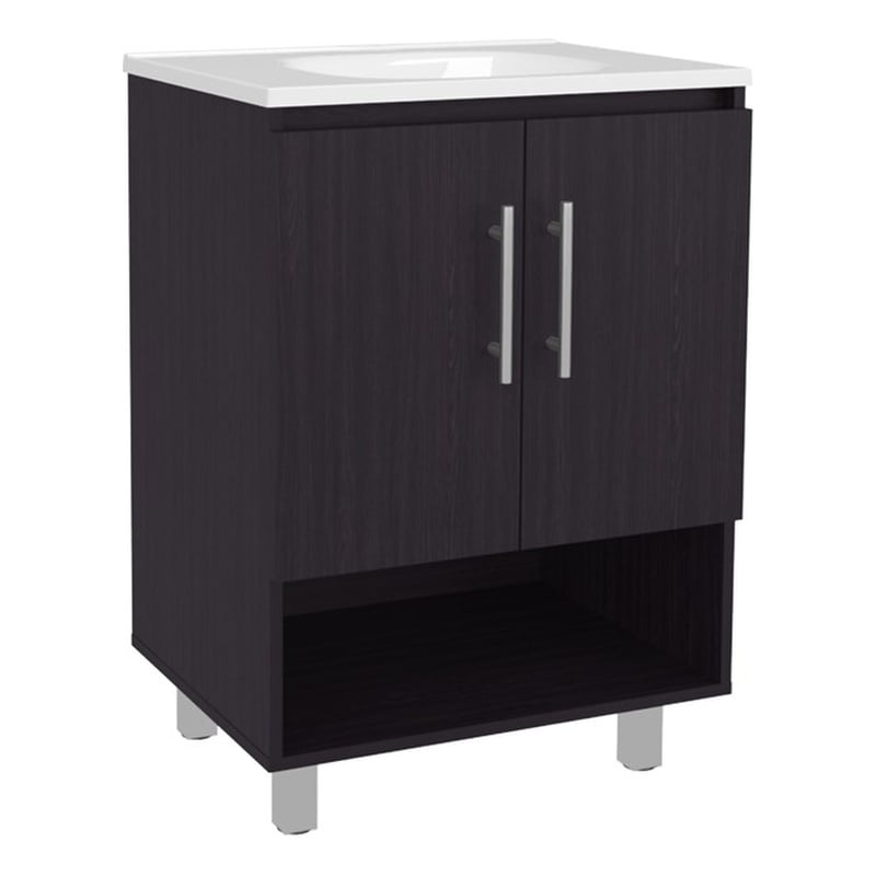 Azure Bathroom Vanity 2 Doors 2 shelves Black Wengue Engineered Wood