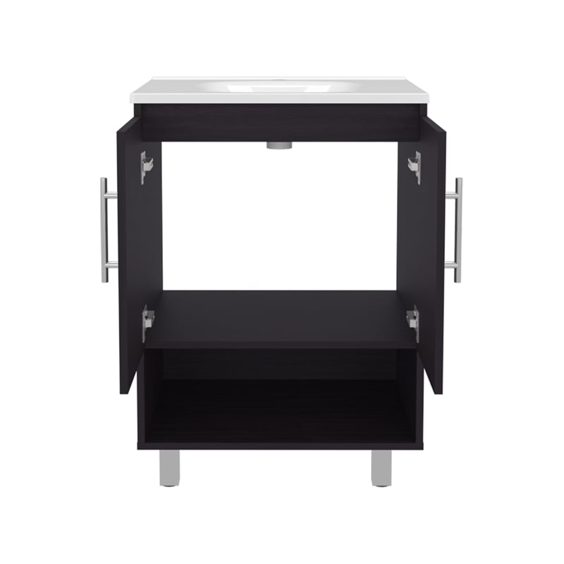 Azure Bathroom Vanity 2 Doors 2 shelves Black Wengue Engineered Wood