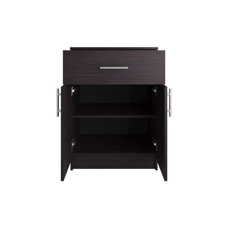 Barbados Pantry Cabinet 1 Drawer 2 Shelves 2 Doors Black Wengue Engineered Wood
