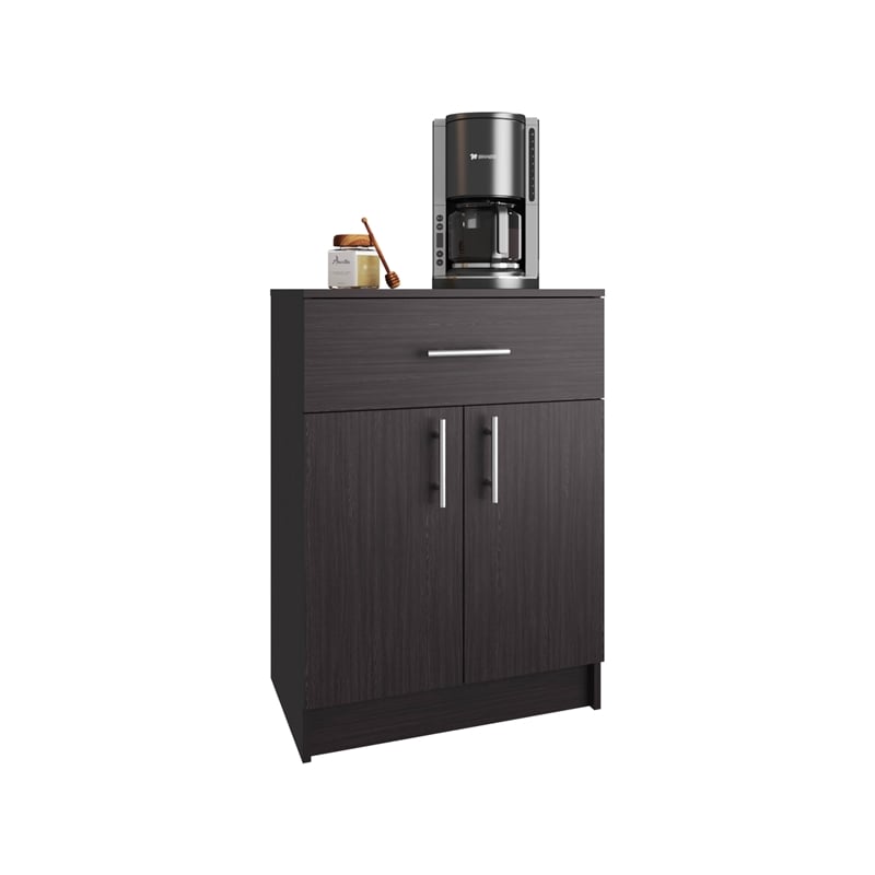 Barbados Pantry Cabinet 1 Drawer 2 Shelves 2 Doors Black Wengue Engineered Wood