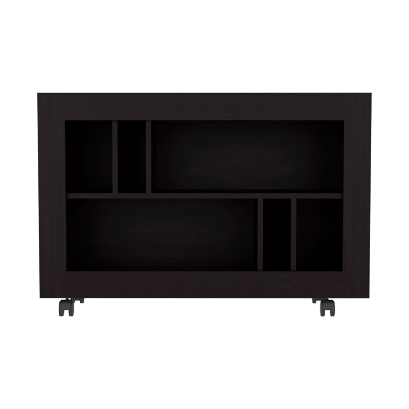 Lacey Console Table Cart 5 Shelves 4 Casters Black Wengue Engineered Wood