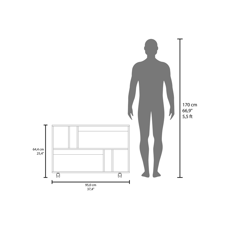 Lacey Console Table Cart 5 Shelves 4 Casters Black Wengue Engineered Wood