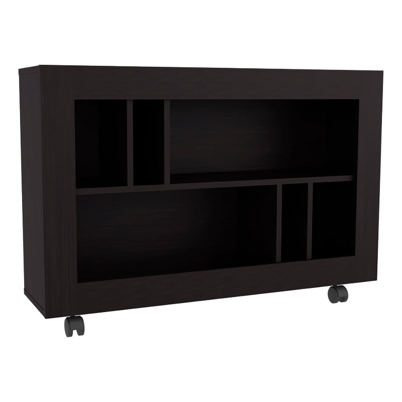 Lacey Console Table Cart 5 Shelves 4 Casters Black Wengue Engineered Wood