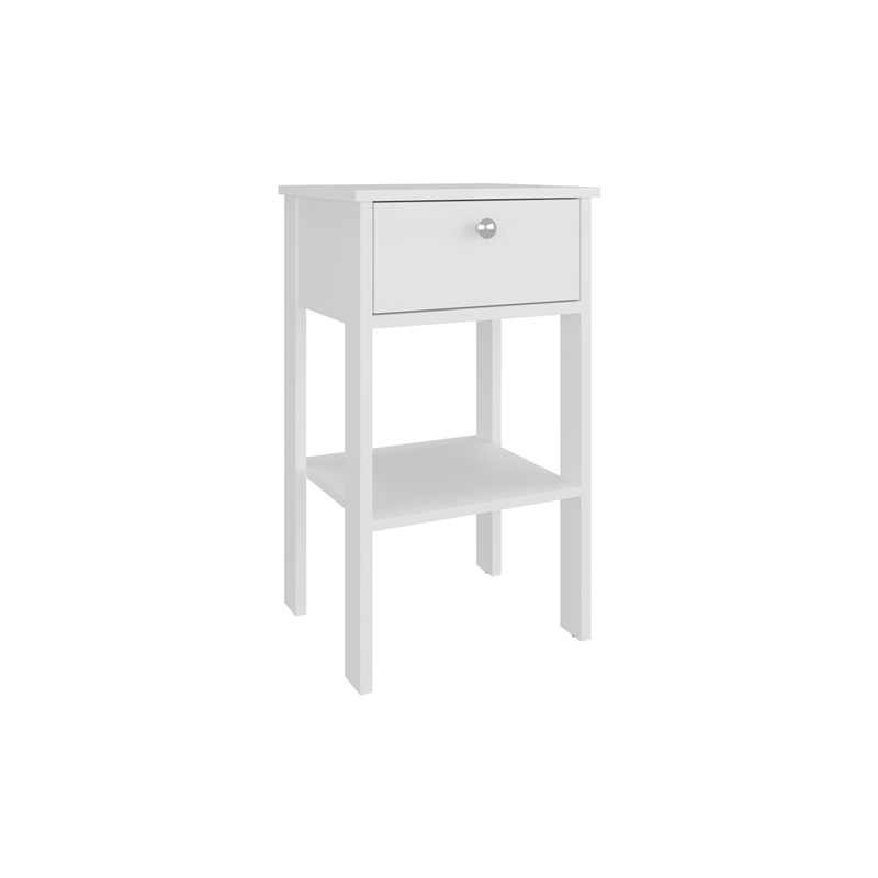 McRae Nightstand 1 Drawer 1 Shelf 4 Legs White Engineered Wood